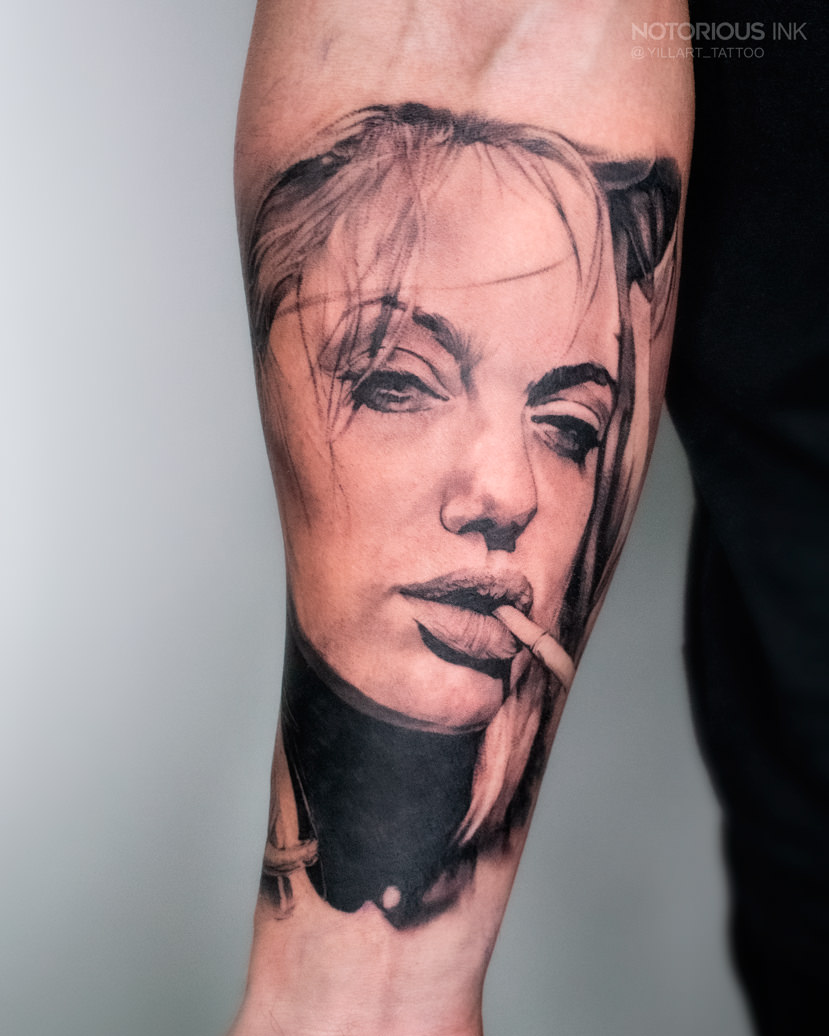 Angelina Jolie Portarit Tattoo
