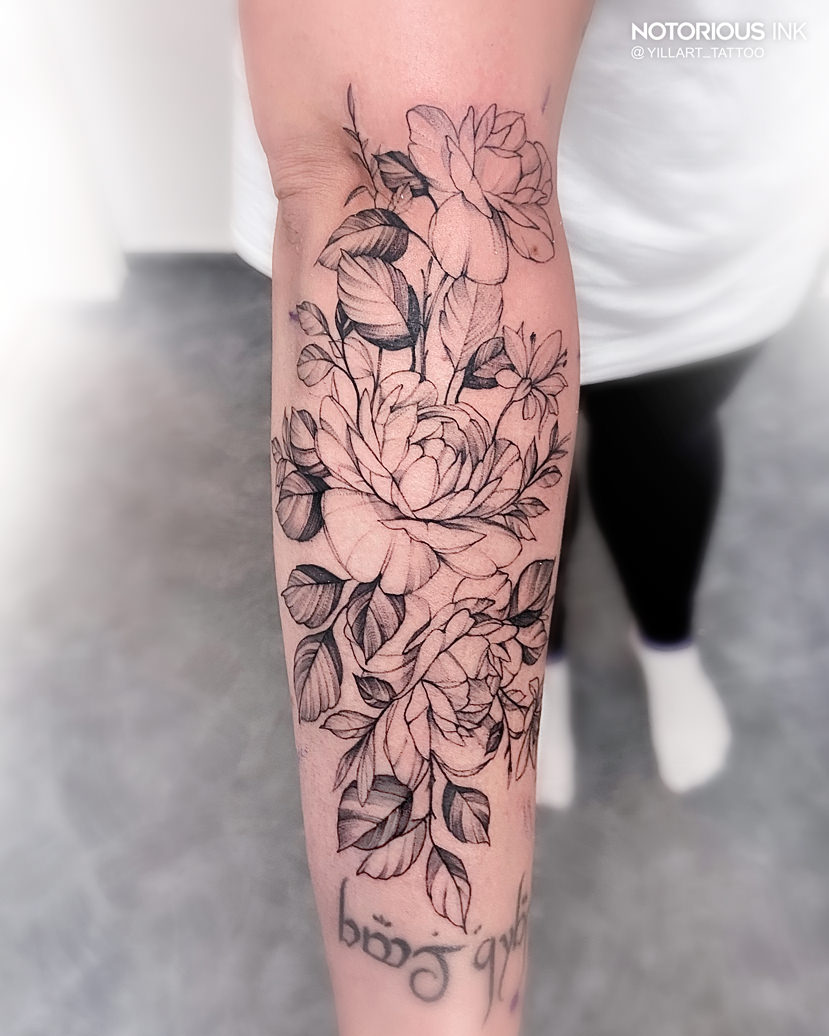 Blumen Tattoo Fineline